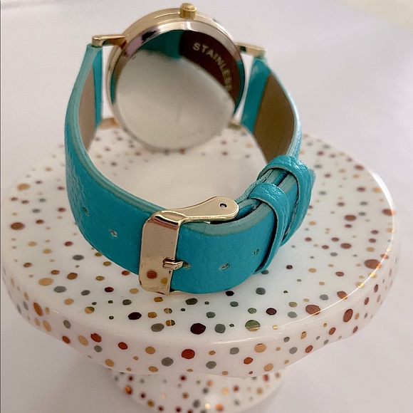 Confetti Glitter Face Watch with Turquoise Adjustable Band - Picture 4 of 5